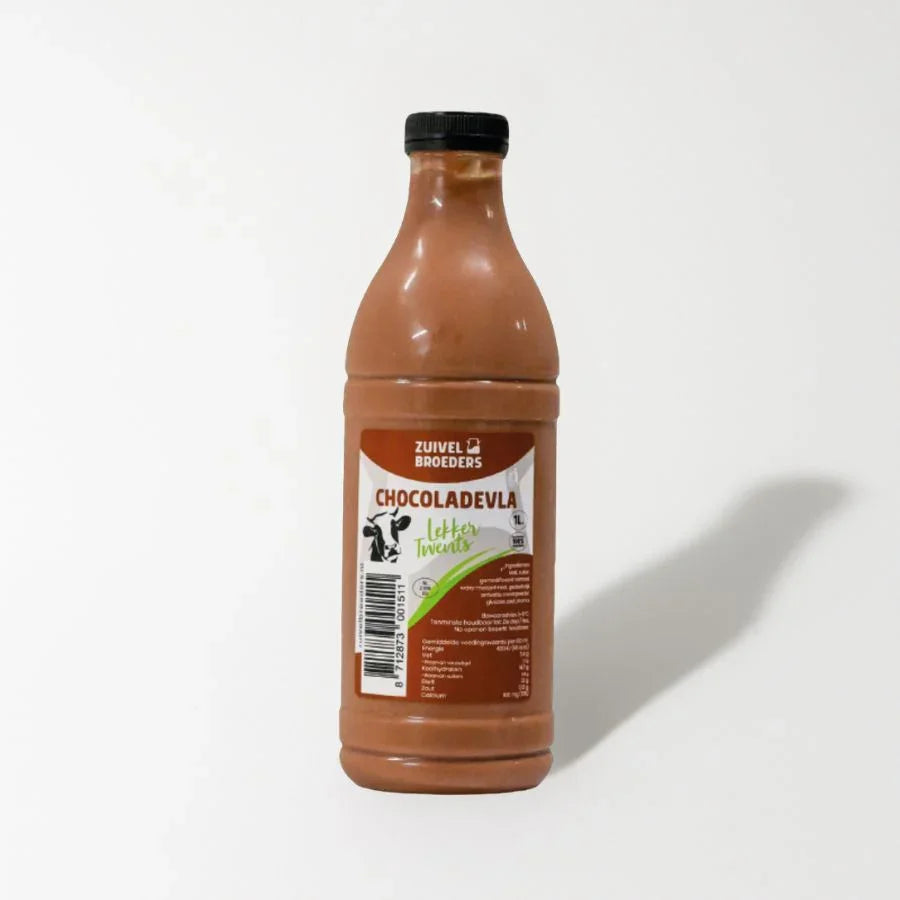 1 liter Chocolade vla vers product uit Twente - Van Twentse Bodem