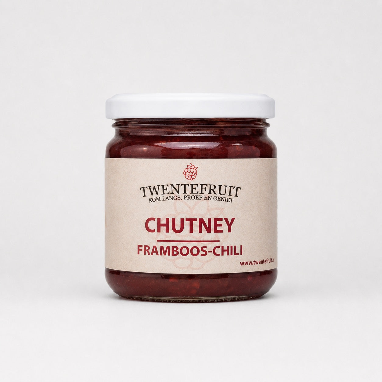 Framboos-chili chutney - 115 gram vers product uit Twente - Van Twentse Bodem