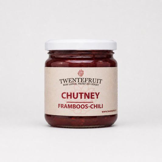 Framboos-chili chutney - 115 gram vers product uit Twente - Van Twentse Bodem
