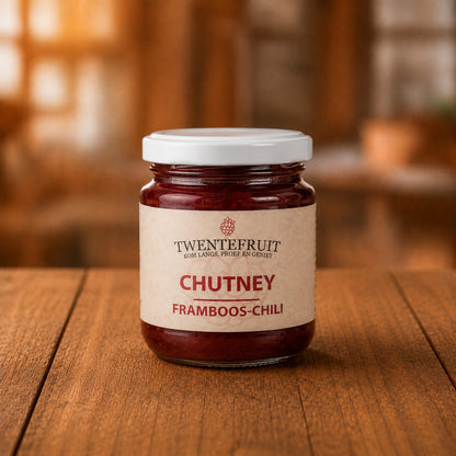 Framboos-chili chutney - 115 gram vers product uit Twente - Van Twentse Bodem